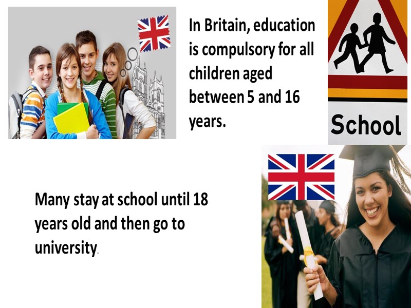 Many stay at school until 18 years old and then go to university. In